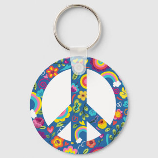 Hippy 60s Boho Peace Sign Sleutelhanger