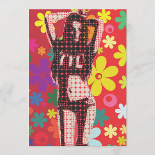 Hippy 60s retro partijthema kaart