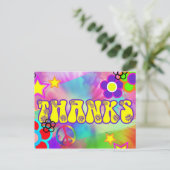 Hippy arc-en-ciel carte de remerciements rétro (Debout devant)