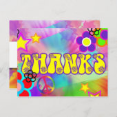 Hippy arc-en-ciel carte de remerciements rétro (Devant / Derrière)