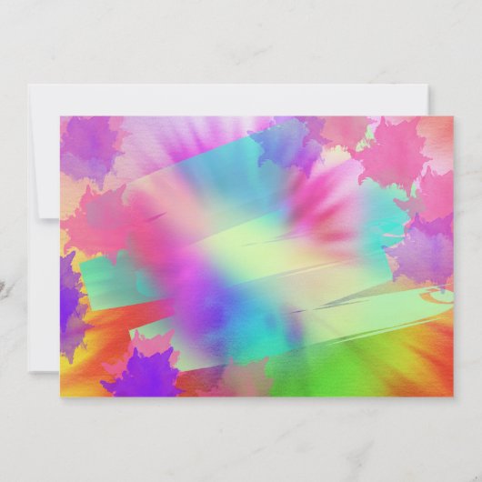 Hippy arc-en-ciel Retro invitation fête d'annivers (Dos)