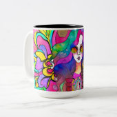 Hippy Art Vrouw met Zonnebril Koffie 15 oz Mok (Voorkant links)