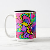 Hippy Art Vrouw met Zonnebril Koffie 15 oz Mok (Links)