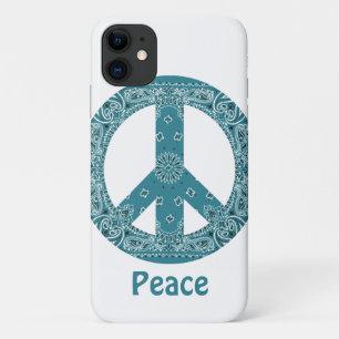 Hippy Bandanna Peace Sign Blauwgroen iPhone 11 Hoesje