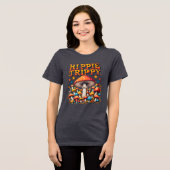 Hippy Boho Mushroom Peace Trippy Tri-Blend Shirt (Voorkant volledig)
