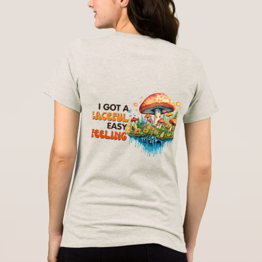 Hippy Boho Mushroom Peace Trippy Tri-Blend Shirt (Achterkant)