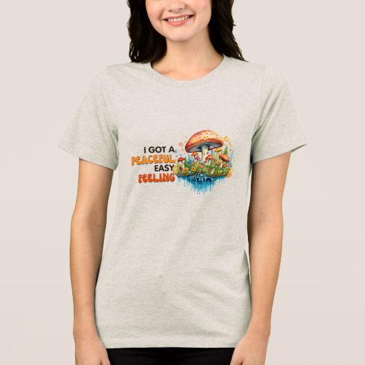 Hippy Boho Paddenstoel Vrede Trippy Tri-Blend Shirt (Voorkant)