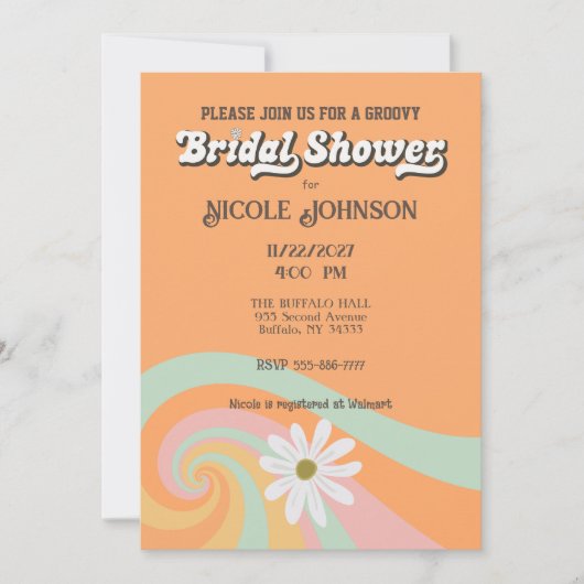 Hippy Boho Retro Bridal Shower Uitnodiging (Voorkant)