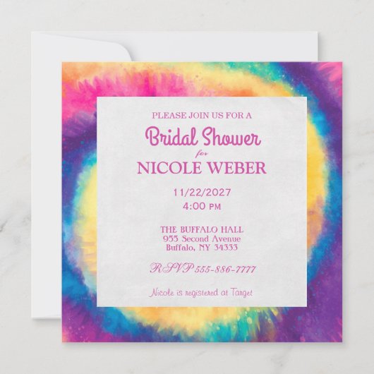 Hippy Boho Tie Dye Tye Bridal Show Invitation (Devant)
