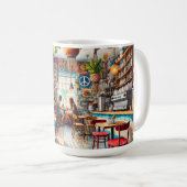 Hippy Café in de Waterverf van Miami Koffiemok (Voorkant rechts)