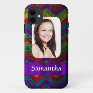 Hippy chevron gepersonaliseerde foto sjabloon iPhone 11 hoesje
