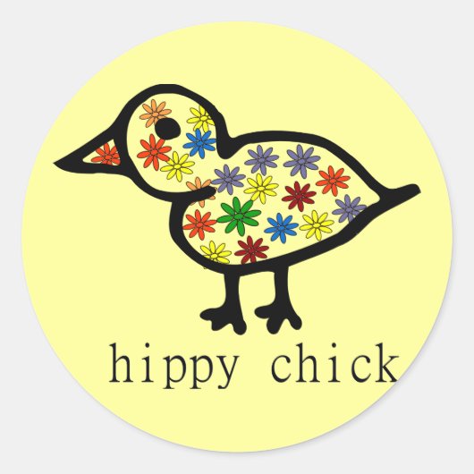 Hippy Chick Ronde Sticker (Voorkant)