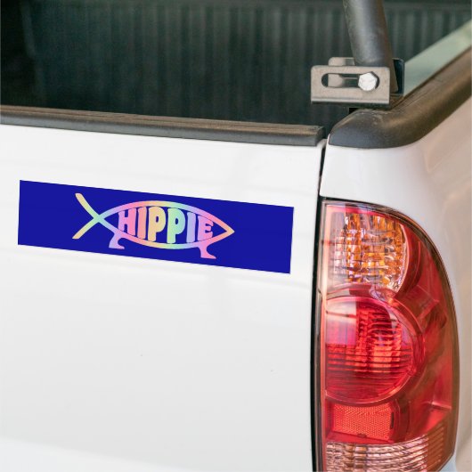 Hippy fish Rainbow Bumpersticker (Op Truck)