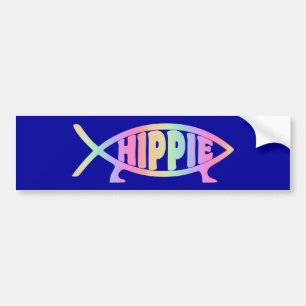 Hippy fish Rainbow Bumpersticker