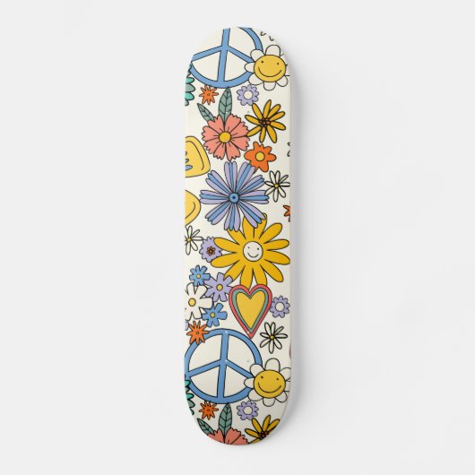 Hippy Floral Style Skateboard (Voorkant)