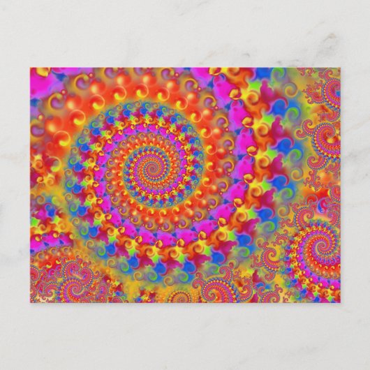 Hippy Fractal Pattern Pink Turquoise & Yellow Briefkaart (Voorkant)