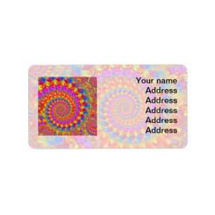 Hippy Fractal Pattern Pink Turquoise & Yellow Etiket