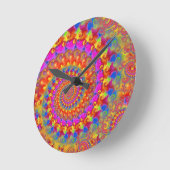 Hippy Fractal Pattern Pink Turquoise & Yellow Ronde Klok (Hoek)