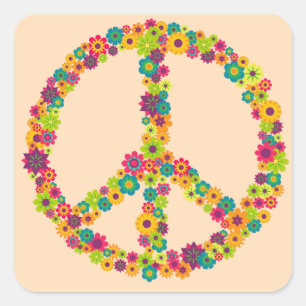 Hippy-gebuilbloemen Vierkante Sticker