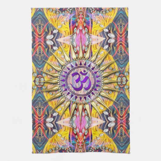 Hippy Goa Solar Paarse OM Doek Banner Theedoek (Verticaal)
