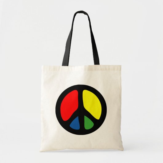Hippy Groovy Peace Symbol Tote Bag (Voorkant)