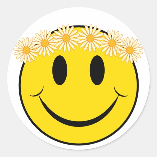 Hippy Happy Face Ronde Sticker (Voorkant)