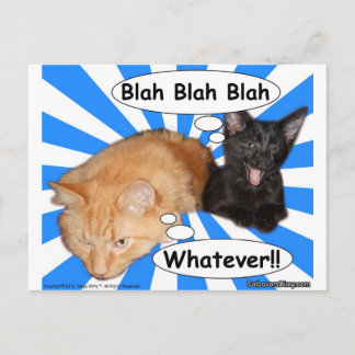 Hippy Kat Blah Blah Blah, wat dan ook! Briefkaart