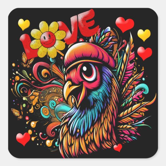 Hippy Love Bird Sticker Sheet (Voorkant)
