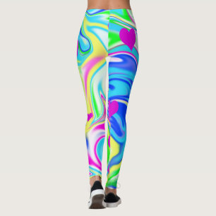 Hippy Love Hearts Bubblegum Marble Leggings