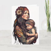 Hippy Moeder & Dochter, Moederdag Kaart (Voorkant)
