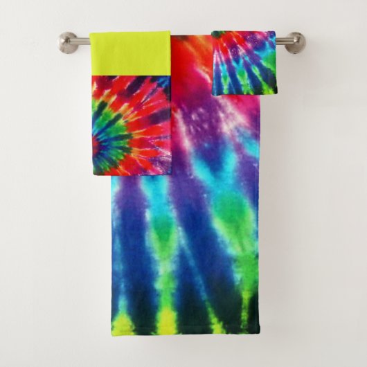 Hippy Peace Retro 60s Tie Dye Bad Handdoek (Insitu)