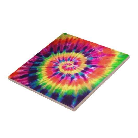 Hippy Peace Retro 60s Tie Dye Tegeltje (Zijkant)