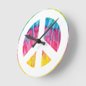 Hippy peace sign round clock ronde klok (Hoek)