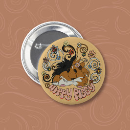 Hippy Piggy - Schattigee proefkonijn illustratie Ronde Button 5,7 Cm