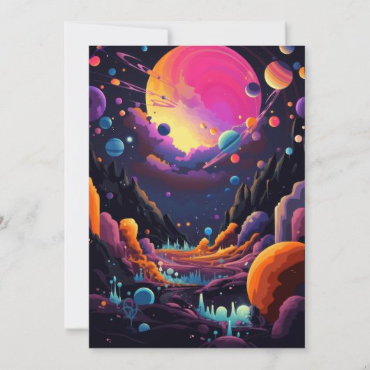 Hippy Psychedelic 70s 60s bruiloft uitnodiging (Achterkant)