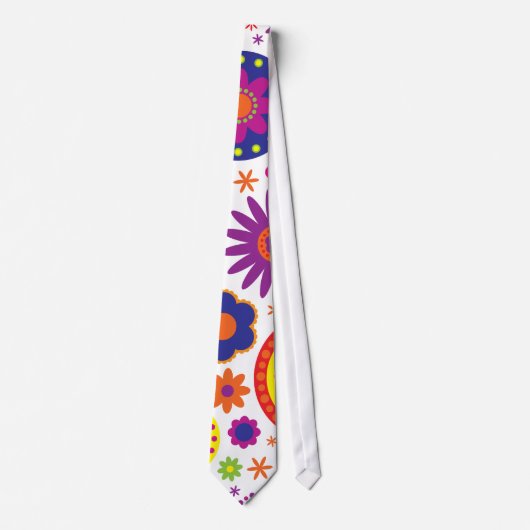 Hippy Rainbow Flowers Stropdas (Voorkant)