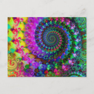 Hippy Rainbow Fractal Pattern Briefkaart