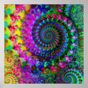 Hippy Rainbow Fractal Pattern Poster