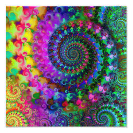 Hippy Rainbow Fractal Pattern Poster