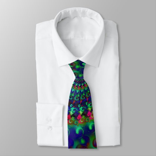 Hippy Rainbow Fractal Pattern Stropdas (Gebonden)