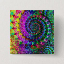 Hippy Rainbow Fractal Pattern Vierkante Button 5,1 Cm