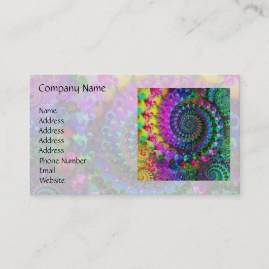 Hippy Rainbow Fractal Pattern Visitekaartje (Voorkant)
