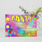 Hippy rainbow Retro verjaardagsfeestje Kaart (Staand voorkant)