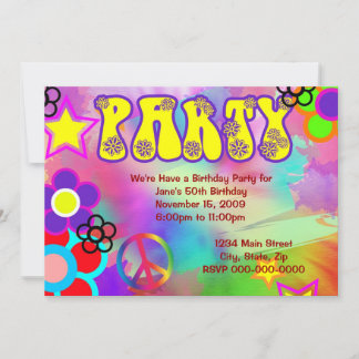 Hippy rainbow Retro verjaardagsfeestje Kaart