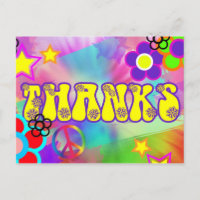 Hippy regenboogretro bedankt kaart