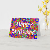 Hippy Retro Bloemen Verjaardag Kaart (Gele Bloem)