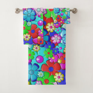 Hippy retro florale kunst bad handdoek