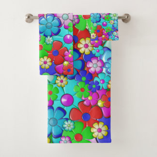 Hippy retro florale kunst bad handdoek