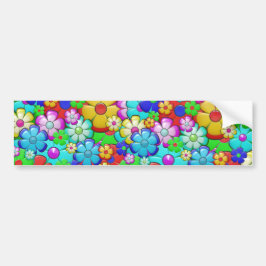 Hippy retro florale kunst bumpersticker