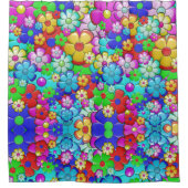 Hippy retro florale kunst douchegordijn (Voorkant)
